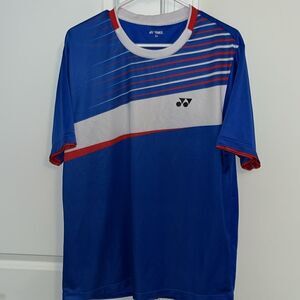 Yonex Premium Performance Tournament Blue/Red  $85 Tennis Polo Shirt L Import